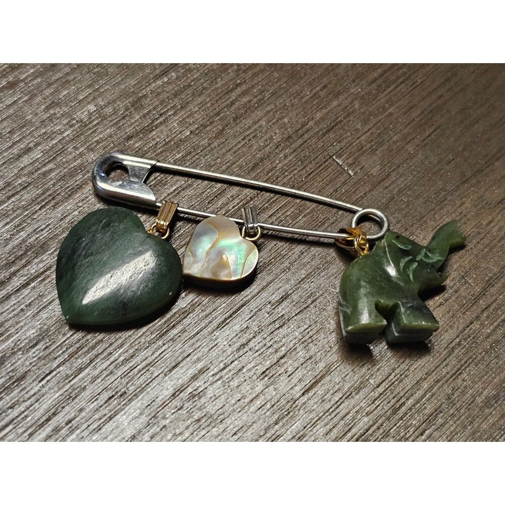 Elephant and Heart Jade Charm Pendants for Necklace